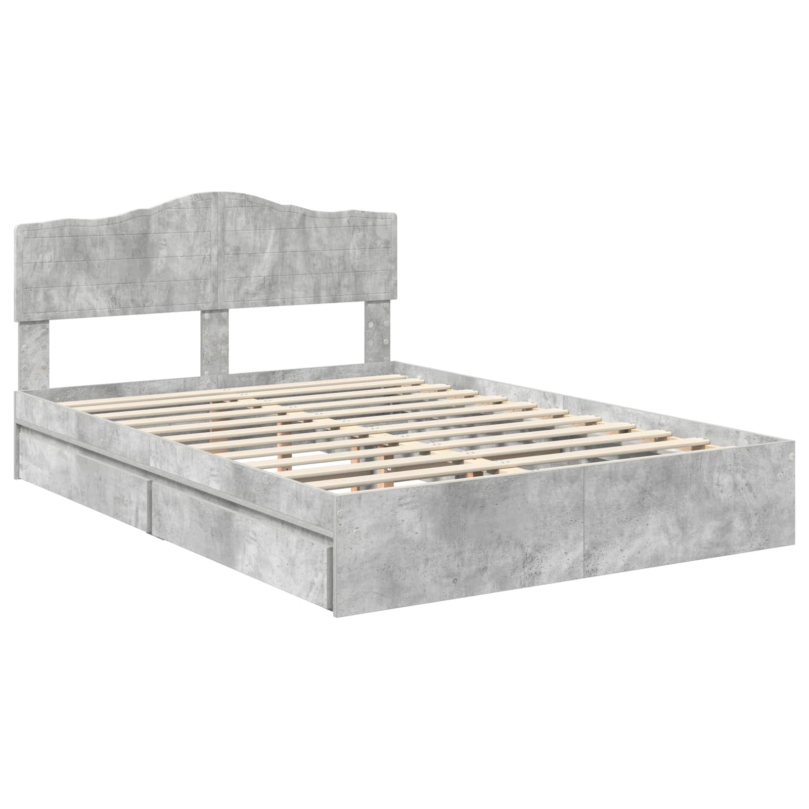 Opslag bed met hoofdeinde Beton Grijs 150 x 200 cm Bewerkt hout
