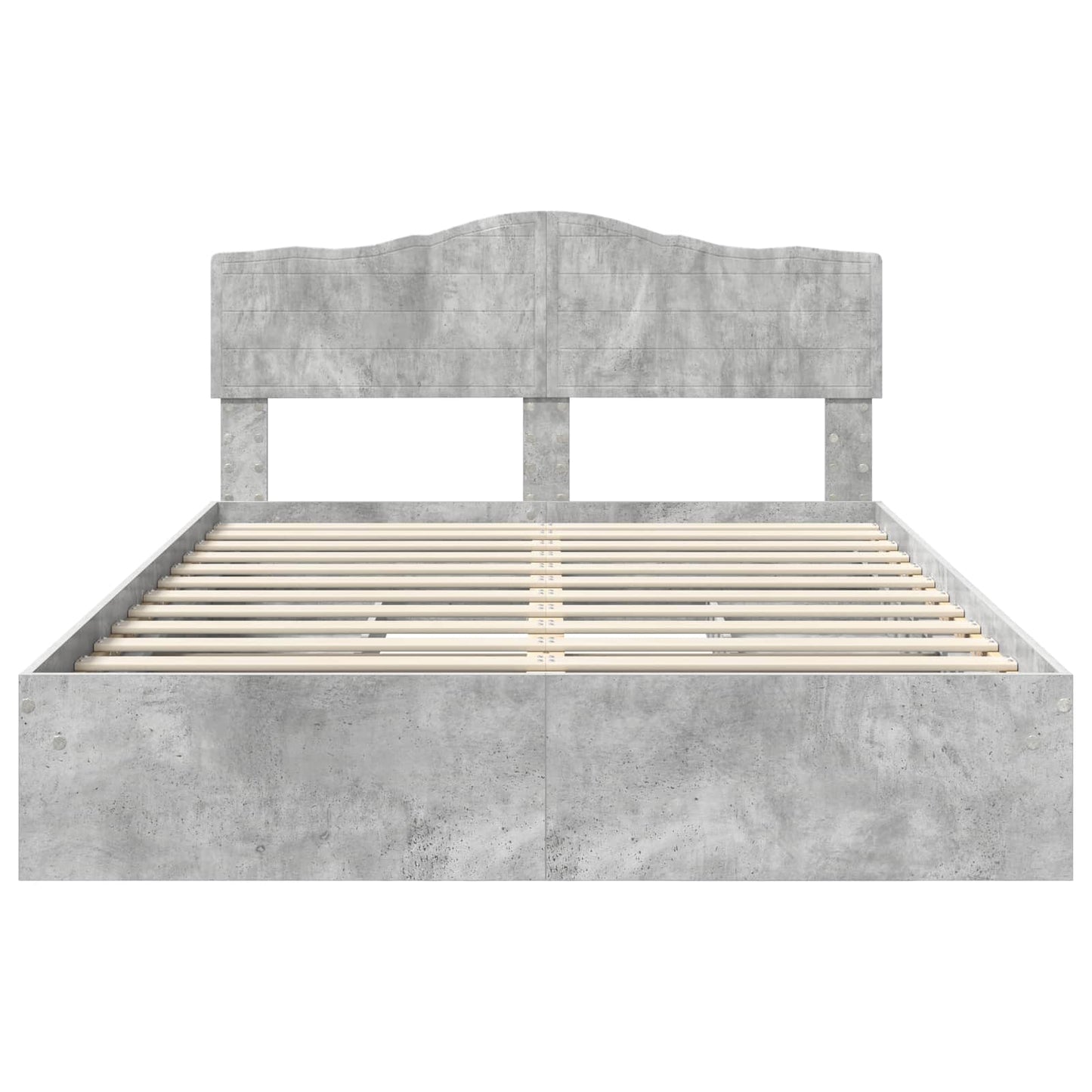 Opslag bed met hoofdeinde Beton Grijs 150 x 200 cm Bewerkt hout