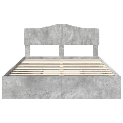 Opslag bed met hoofdeinde Beton Grijs 150 x 200 cm Bewerkt hout