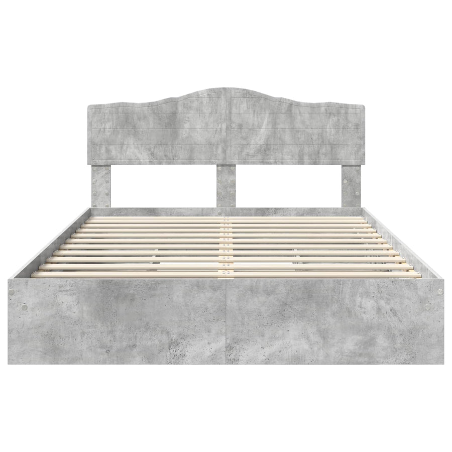 Opslag bed met hoofdeinde Beton Grijs 150 x 200 cm Bewerkt hout