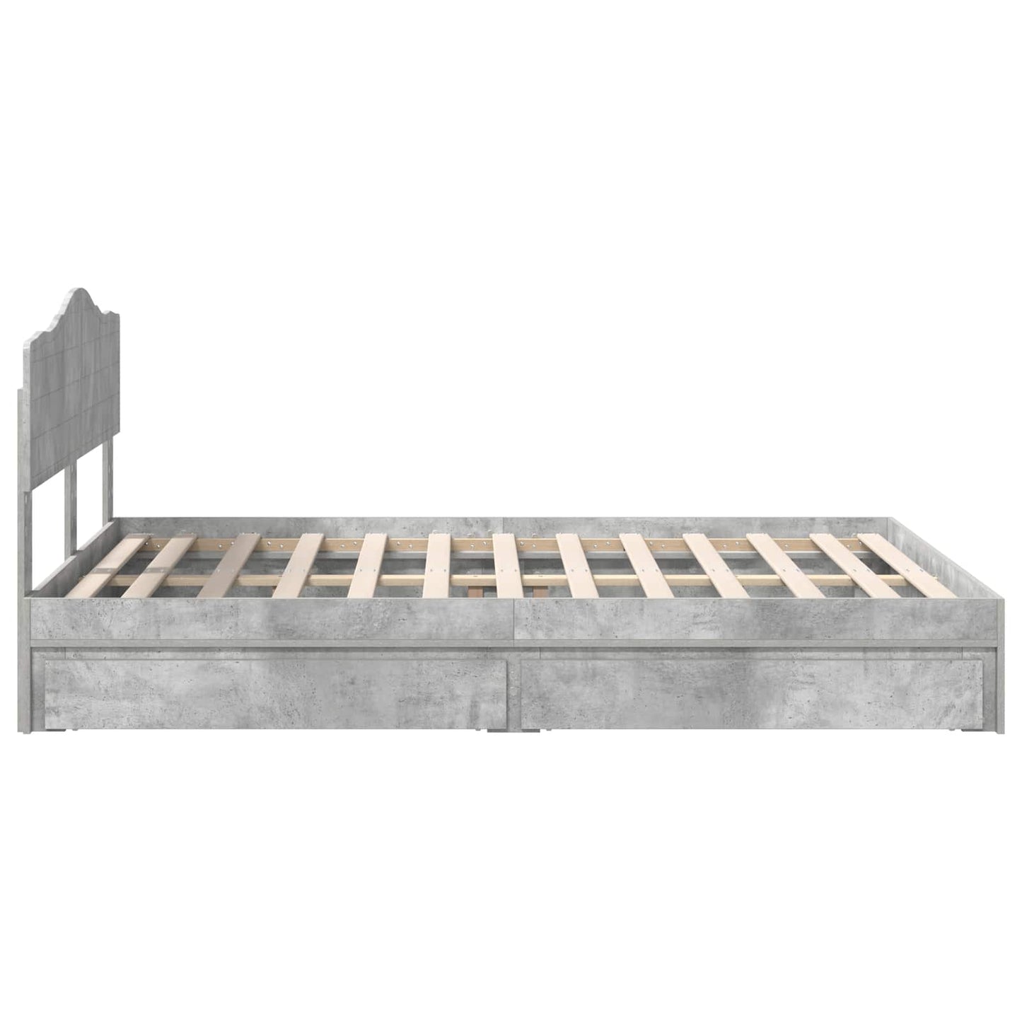 Opslag bed met hoofdeinde Beton Grijs 150 x 200 cm Bewerkt hout