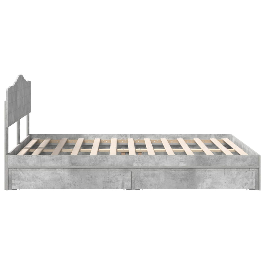Opslag bed met hoofdeinde Beton Grijs 150 x 200 cm Bewerkt hout