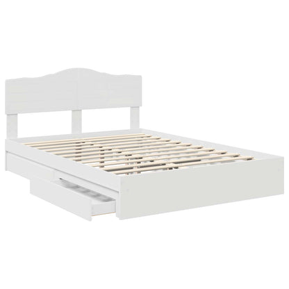 Opslag bed met hoofdeinde Wit 140 x 200 cm Bewerkt hout