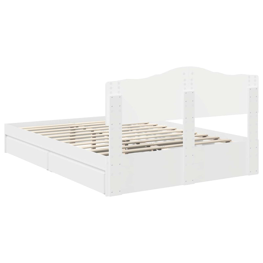 Opslag bed met hoofdeinde Wit 140 x 200 cm Bewerkt hout