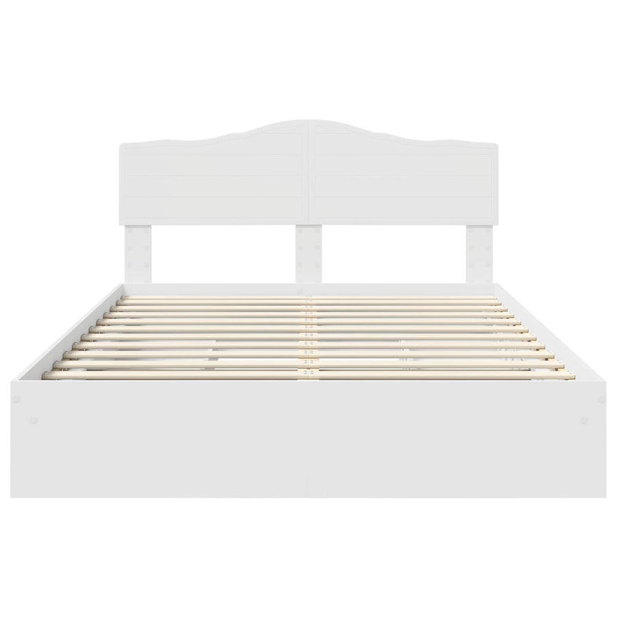 Opslag bed met hoofdeinde Wit 140 x 200 cm Bewerkt hout
