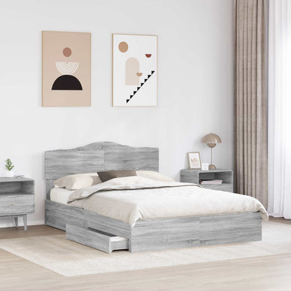 Opslag bed met lade Grijs Sonoma 140 x 200 cm Bewerkt hout
