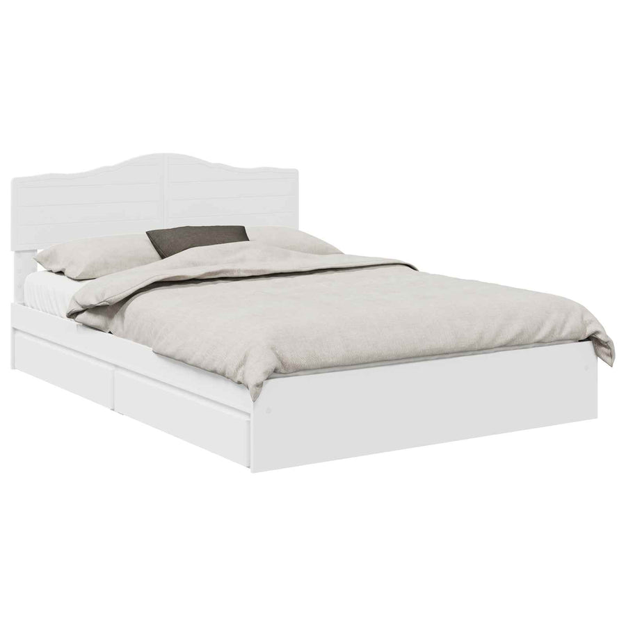 Opslag bed met hoofdeinde Wit 140 x 190 cm Bewerkt hout