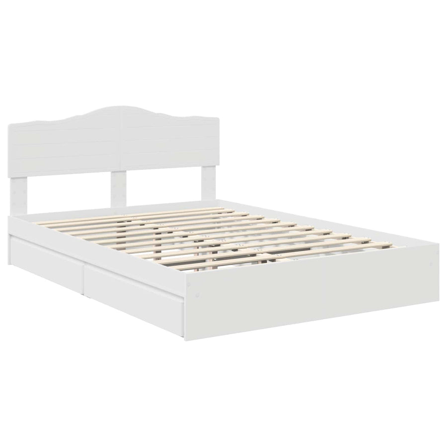 Opslag bed met hoofdeinde Wit 140 x 190 cm Bewerkt hout