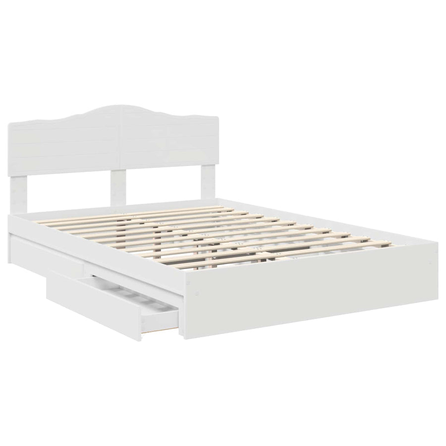 Opslag bed met hoofdeinde Wit 140 x 190 cm Bewerkt hout