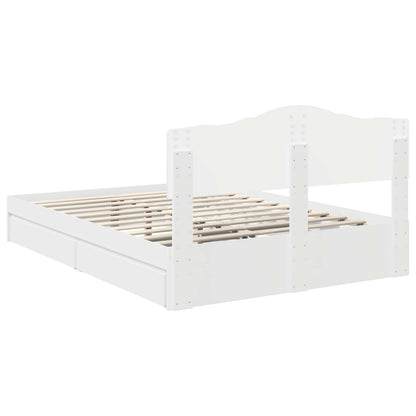 Opslag bed met hoofdeinde Wit 140 x 190 cm Bewerkt hout