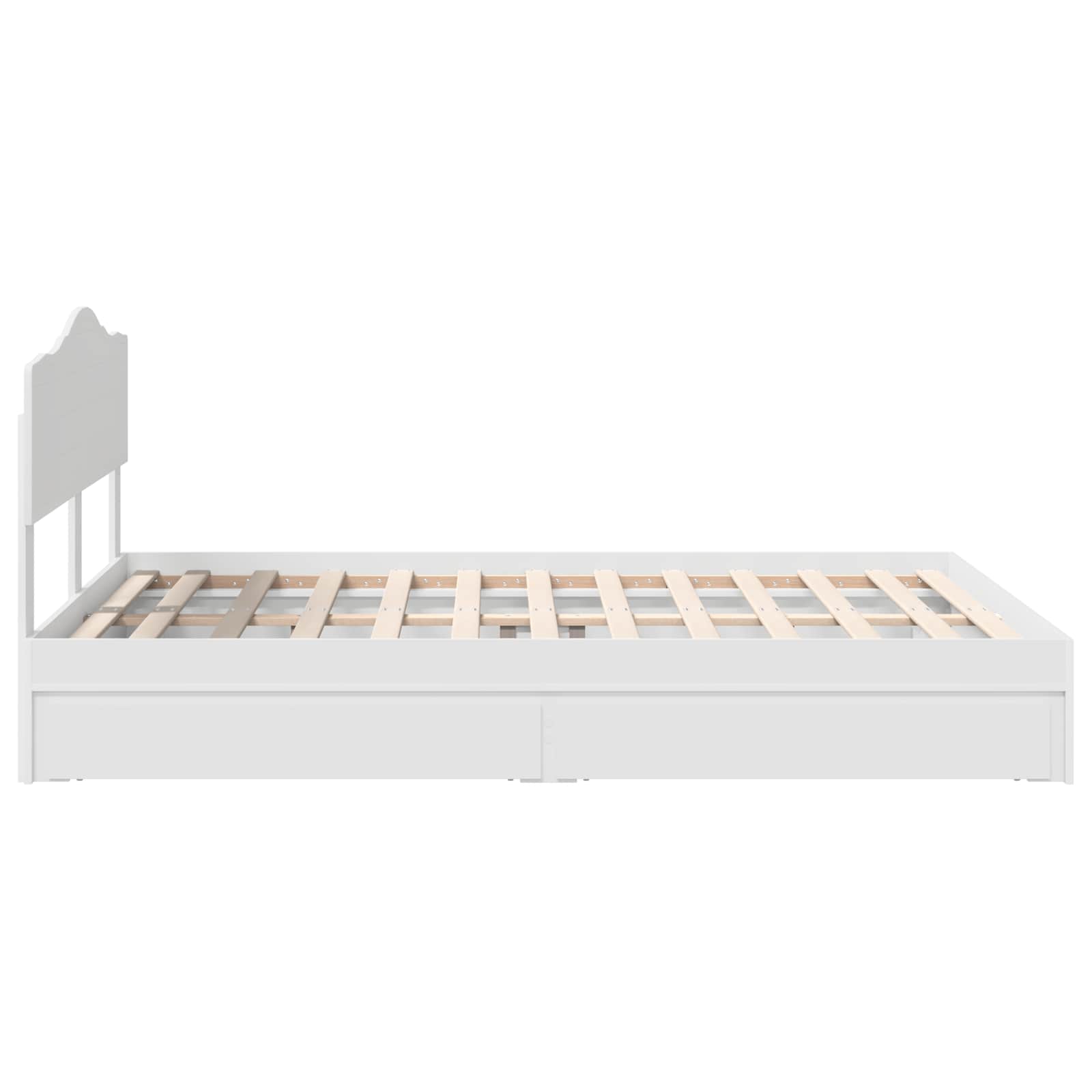Opslag bed met hoofdeinde Wit 140 x 190 cm Bewerkt hout