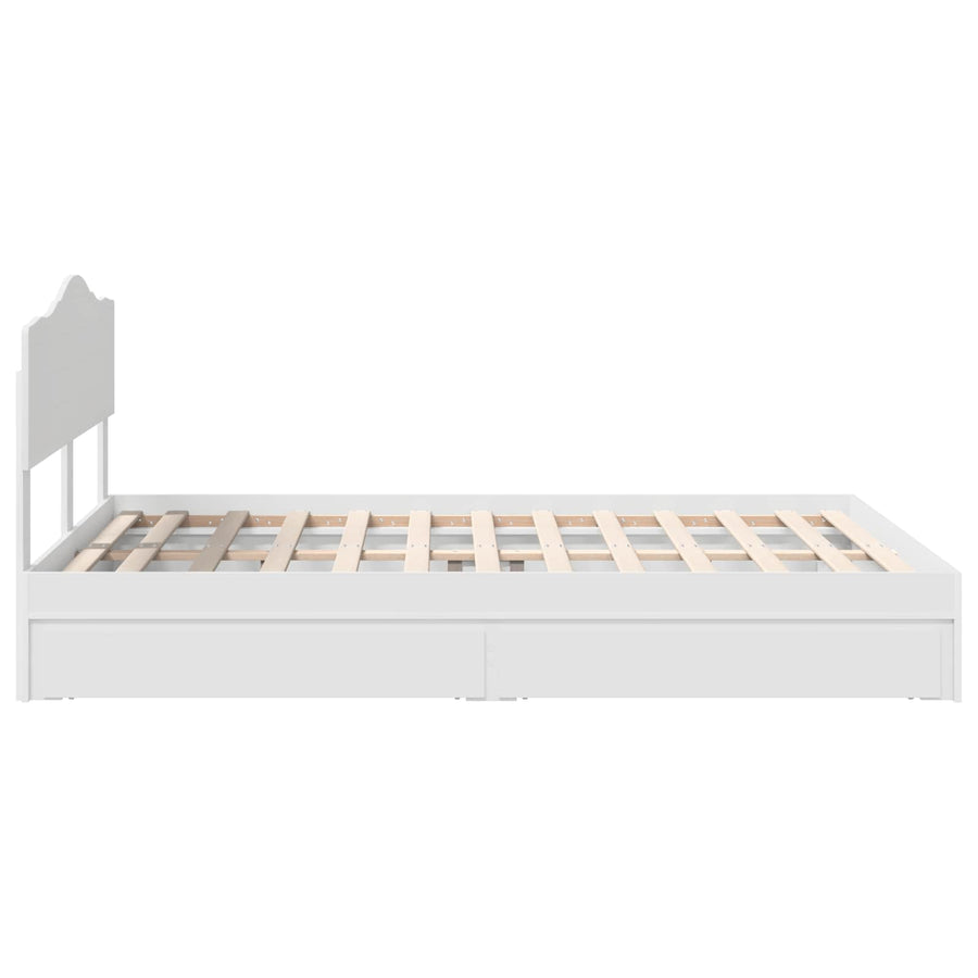 Opslag bed met hoofdeinde Wit 140 x 190 cm Bewerkt hout