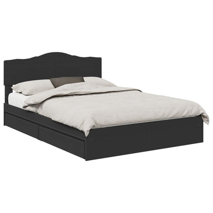 Opslag bed met hoofdeinde Zwart 140 x 190 cm Bewerkt hout