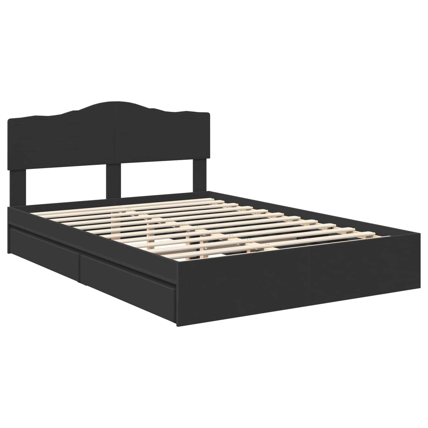 Opslag bed met hoofdeinde Zwart 140 x 190 cm Bewerkt hout