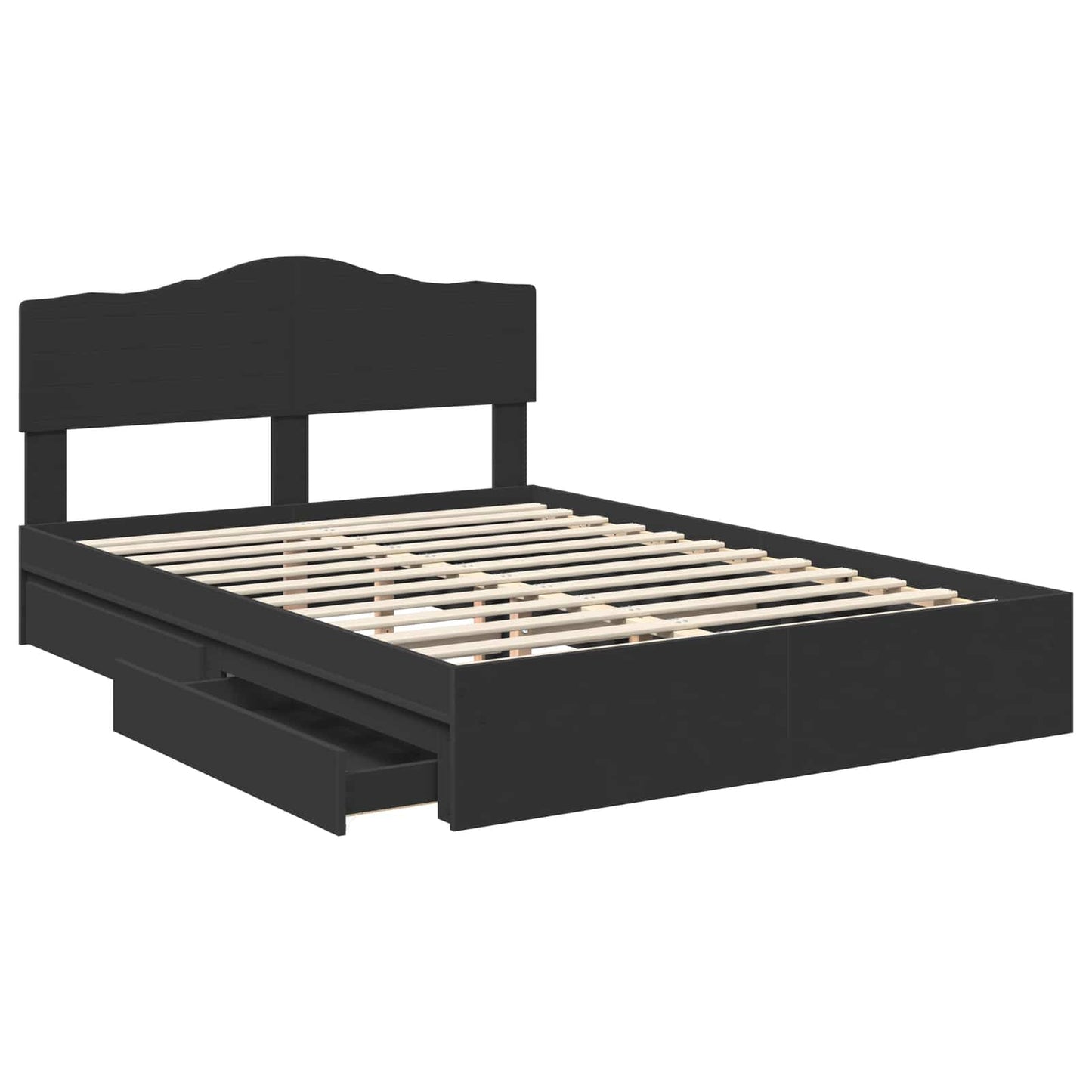 Opslag bed met hoofdeinde Zwart 140 x 190 cm Bewerkt hout