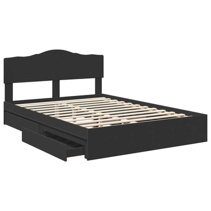Opslag bed met hoofdeinde Zwart 140 x 190 cm Bewerkt hout