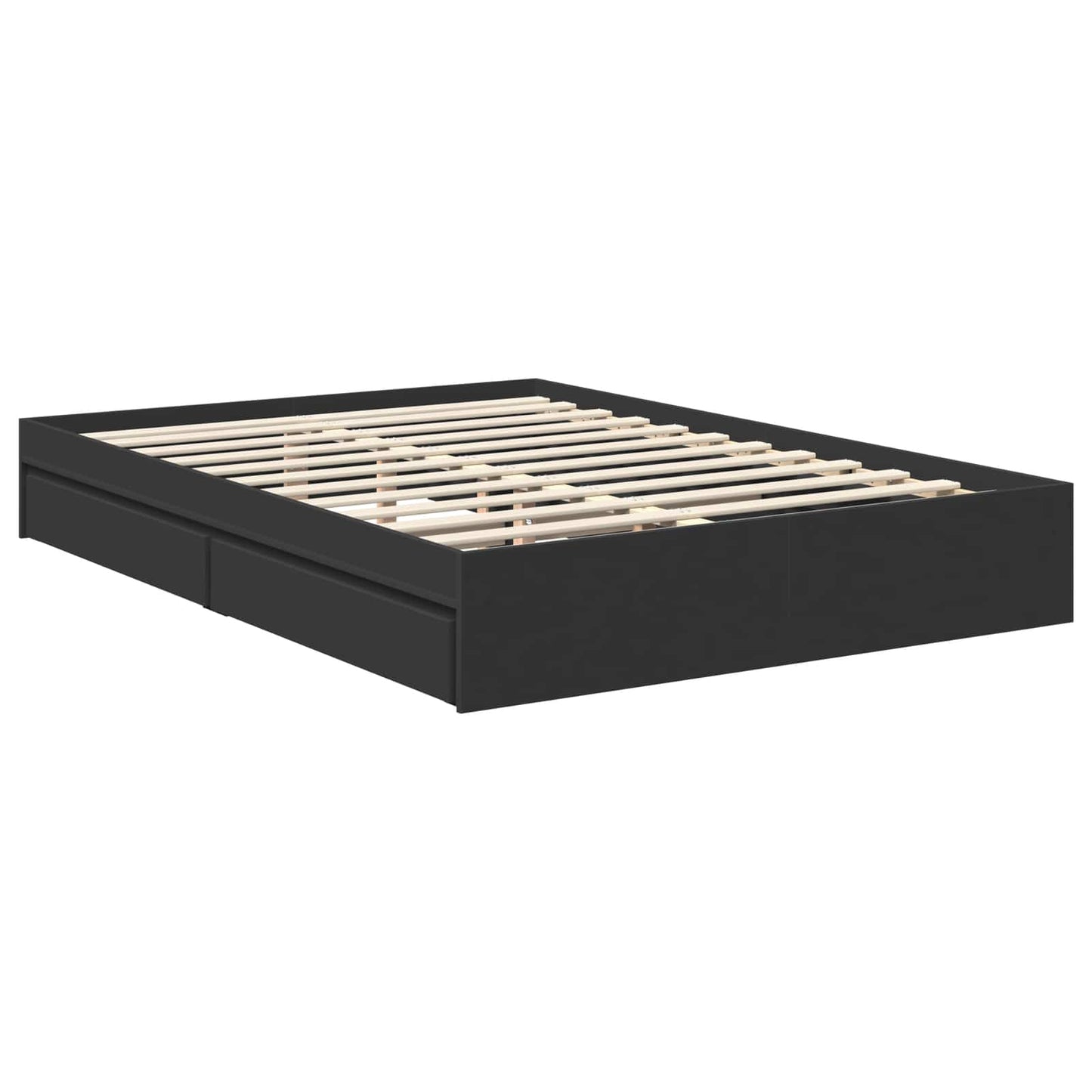 Opslag bed met hoofdeinde Zwart 140 x 190 cm Bewerkt hout