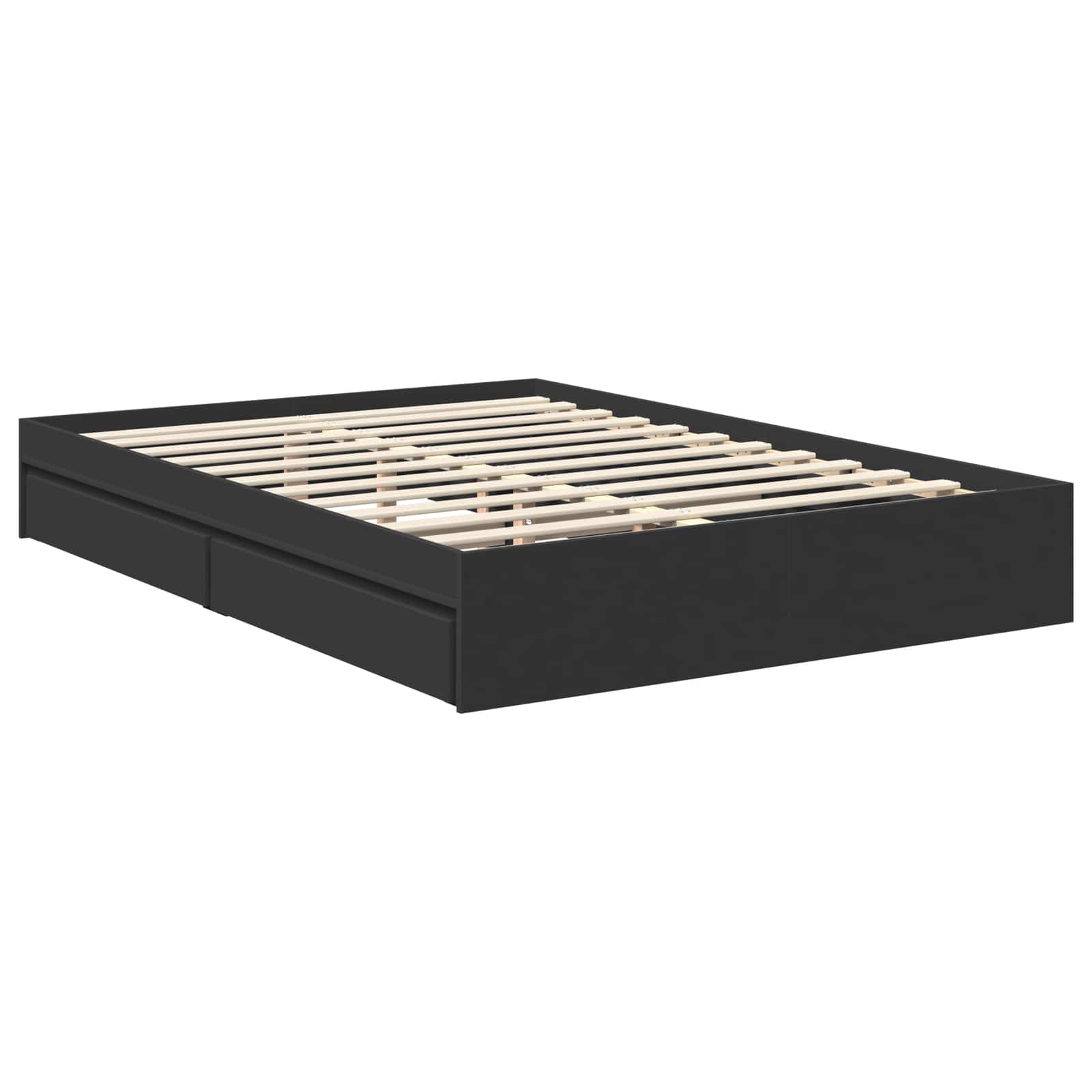 Opslag bed met hoofdeinde Zwart 140 x 190 cm Bewerkt hout