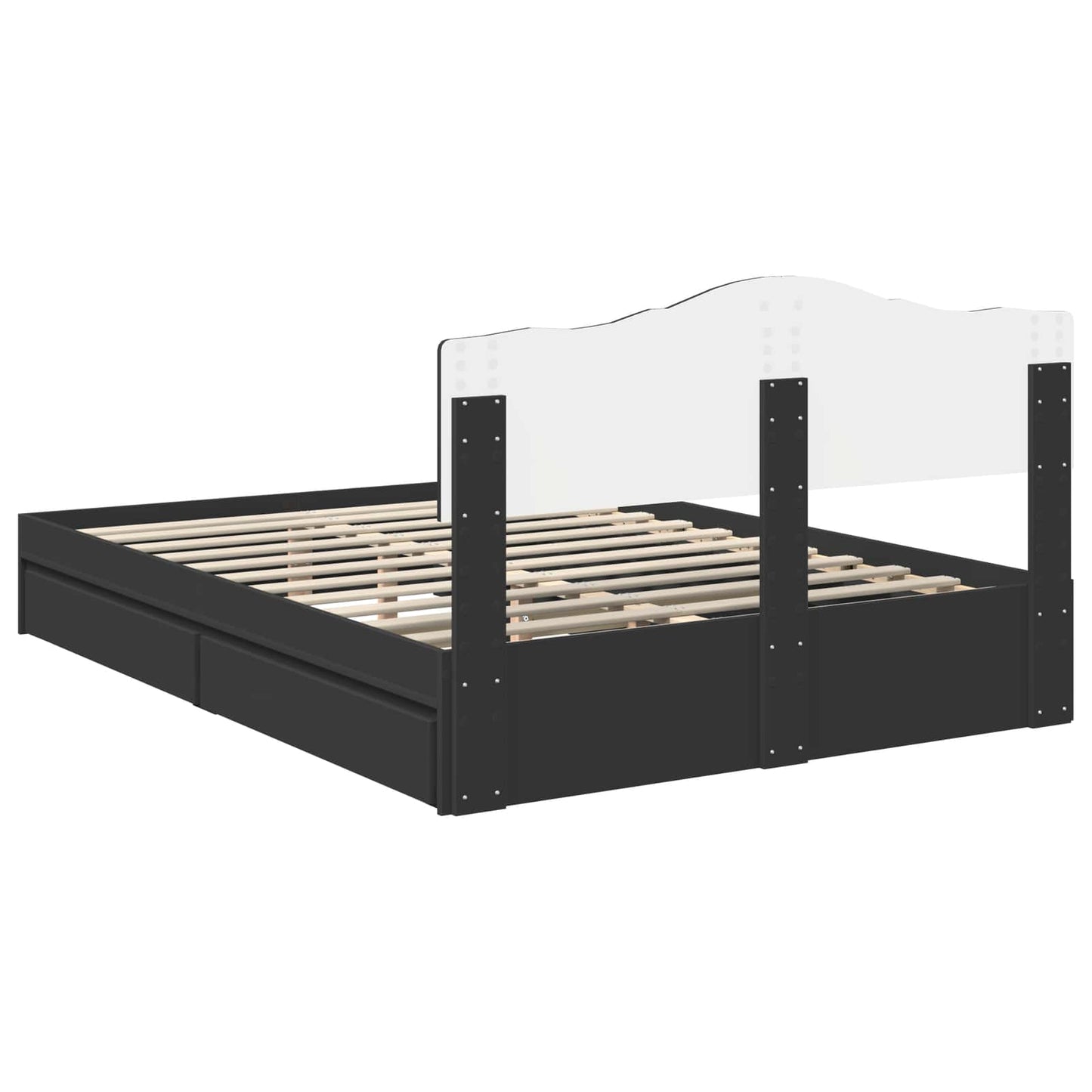 Opslag bed met hoofdeinde Zwart 140 x 190 cm Bewerkt hout