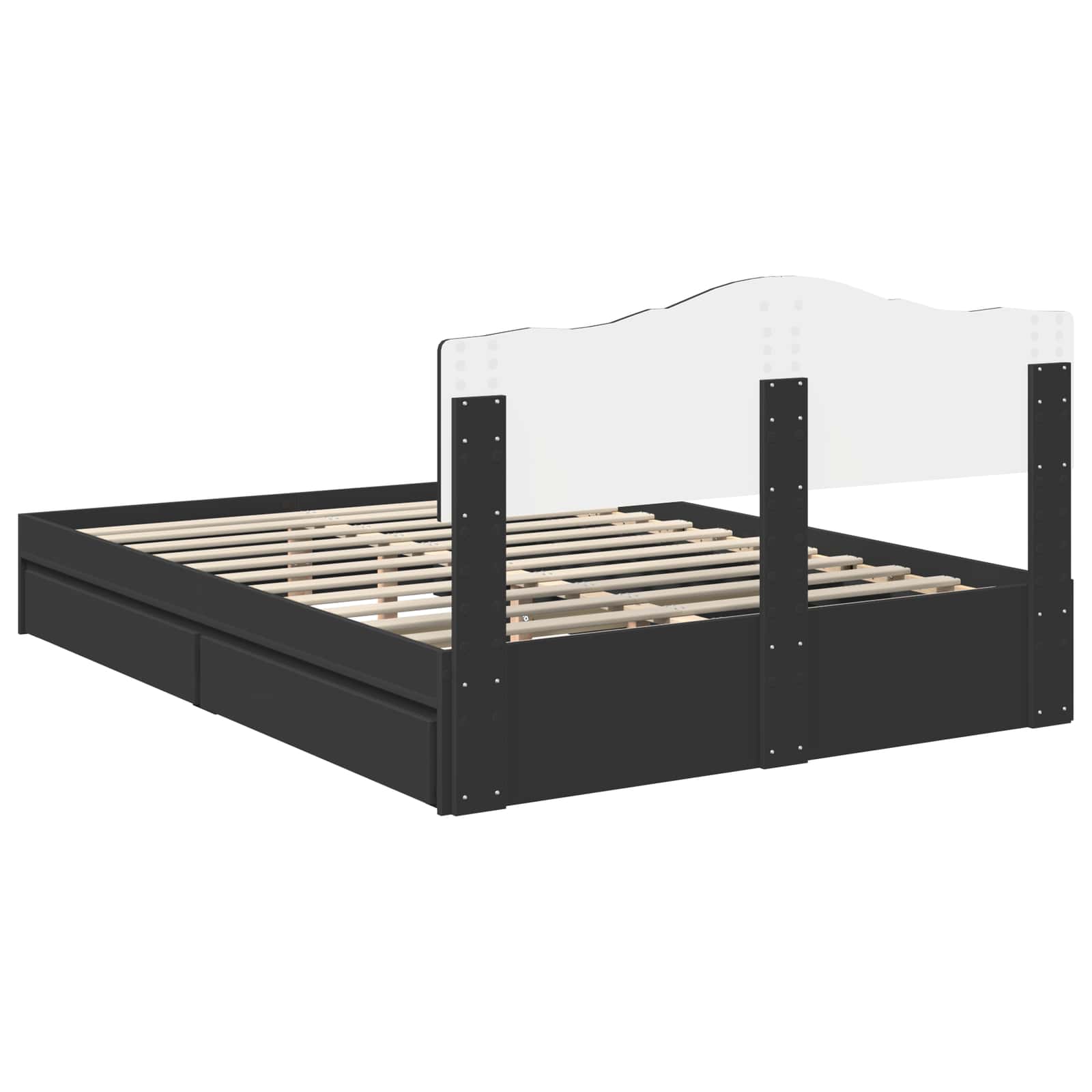 Opslag bed met hoofdeinde Zwart 140 x 190 cm Bewerkt hout