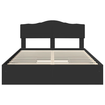 Opslag bed met hoofdeinde Zwart 140 x 190 cm Bewerkt hout