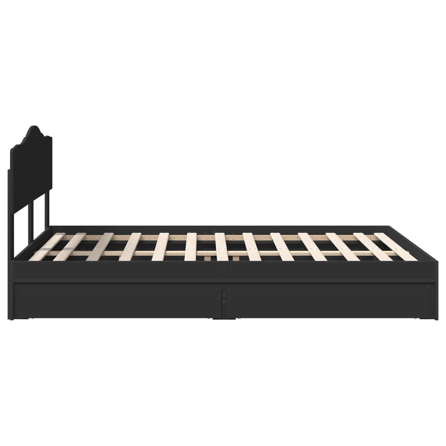 Opslag bed met hoofdeinde Zwart 140 x 190 cm Bewerkt hout
