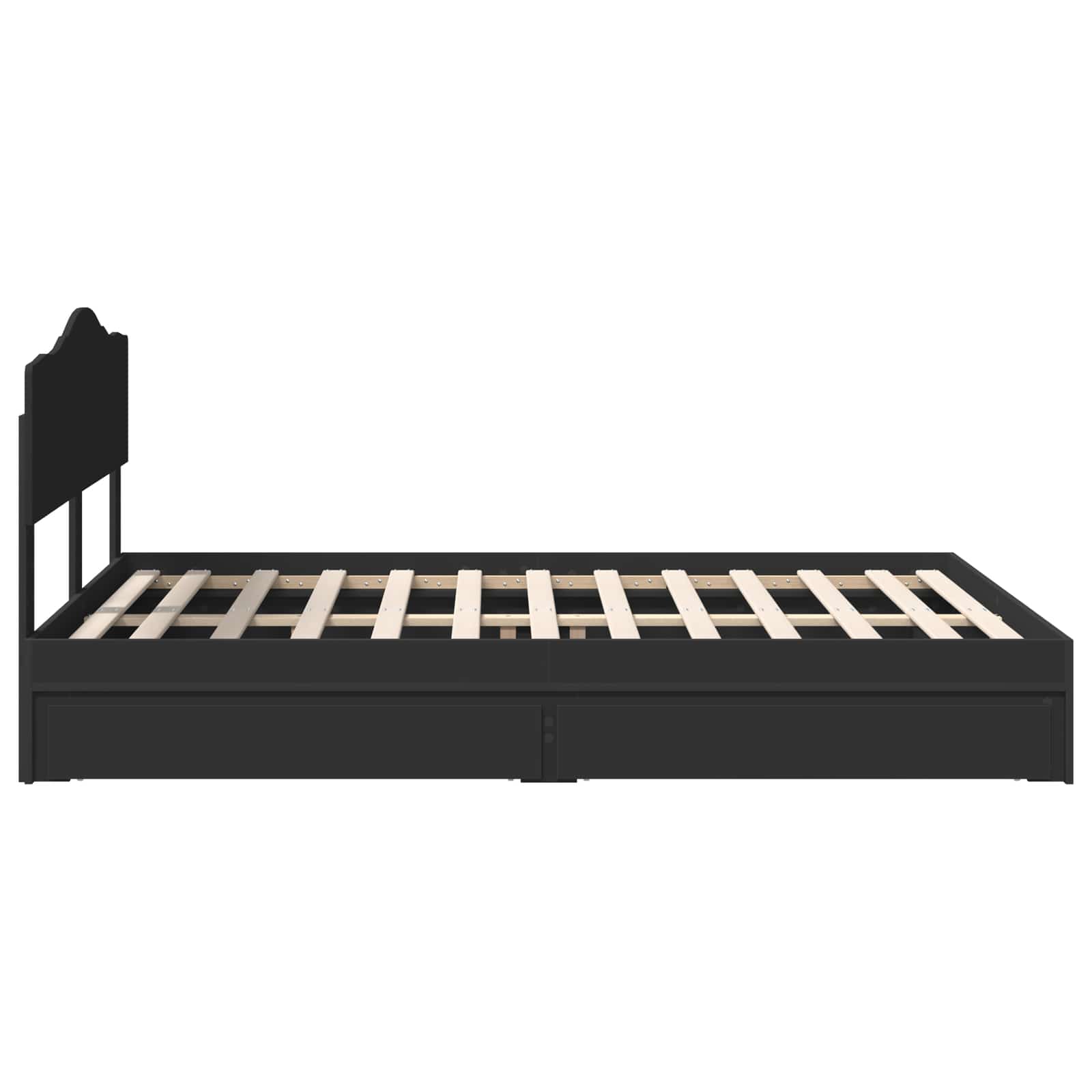 Opslag bed met hoofdeinde Zwart 140 x 190 cm Bewerkt hout