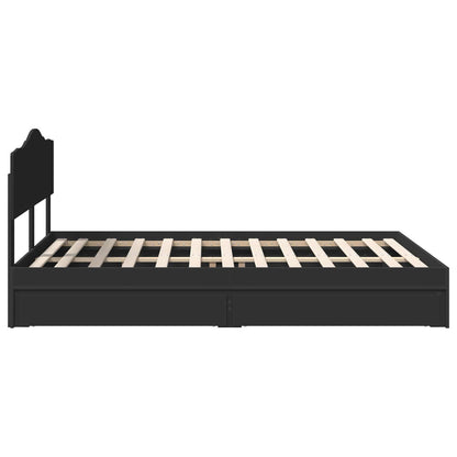 Opslag bed met hoofdeinde Zwart 140 x 190 cm Bewerkt hout
