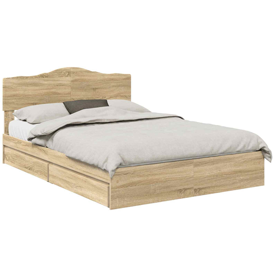 Opslag bed met lade Sonoma Eiken 140 x 190 cm Bewerkt hout