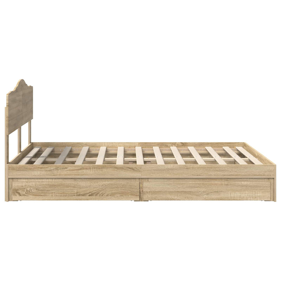 Opslag bed met lade Sonoma Eiken 140 x 190 cm Bewerkt hout