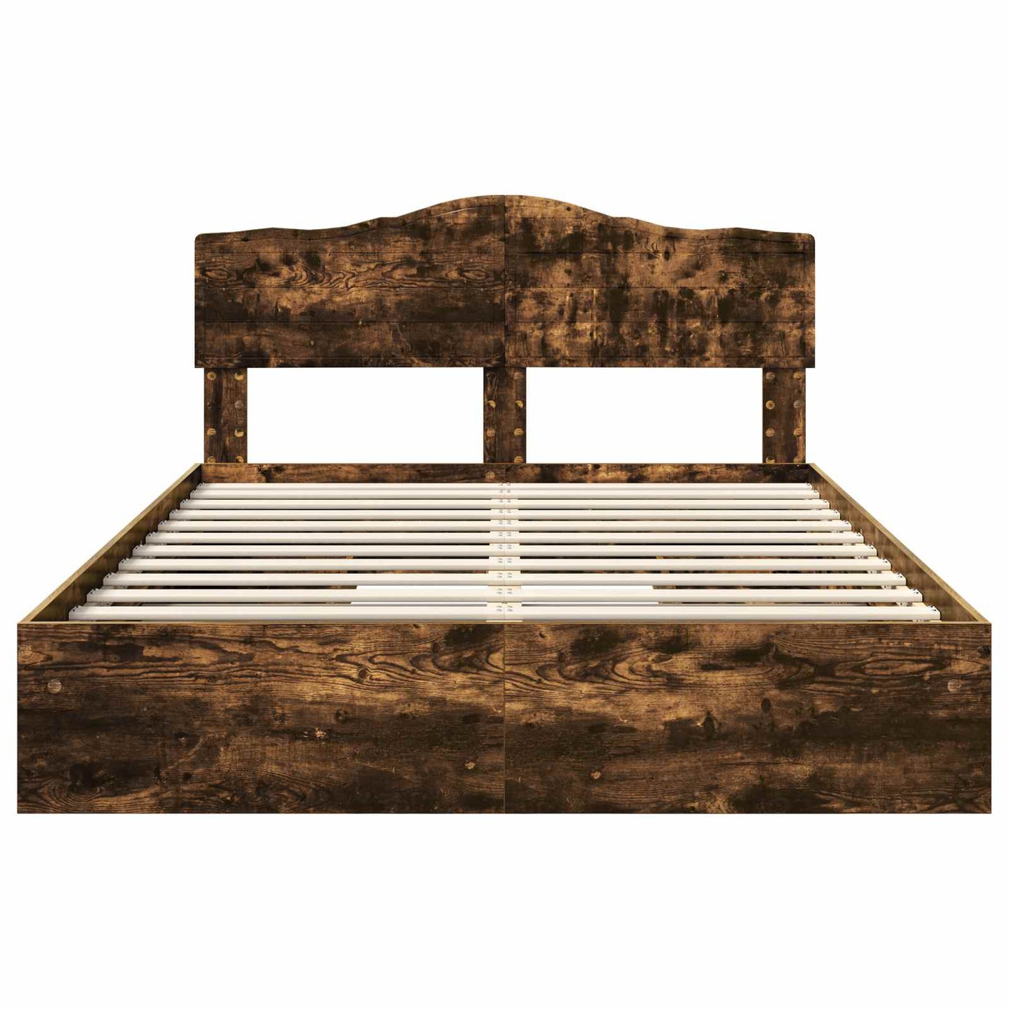 Opslag bed met lade Gerookt eiken 140 x 190 cm Bewerkt hout