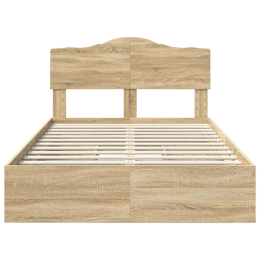 Opslag bed met lade Sonoma Eiken 135 x 190 cm Bewerkt hout