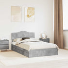 Storage Bed with Headboard Concrete Grey 135 x 190 cm Engineered Wood