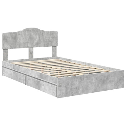Opslag bed met hoofdeinde Beton Grijs 135 x 190 cm Bewerkt hout