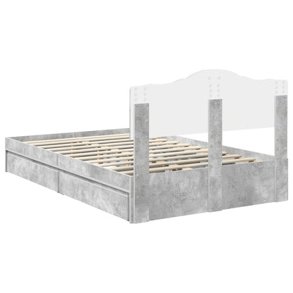 Opslag bed met hoofdeinde Beton Grijs 135 x 190 cm Bewerkt hout
