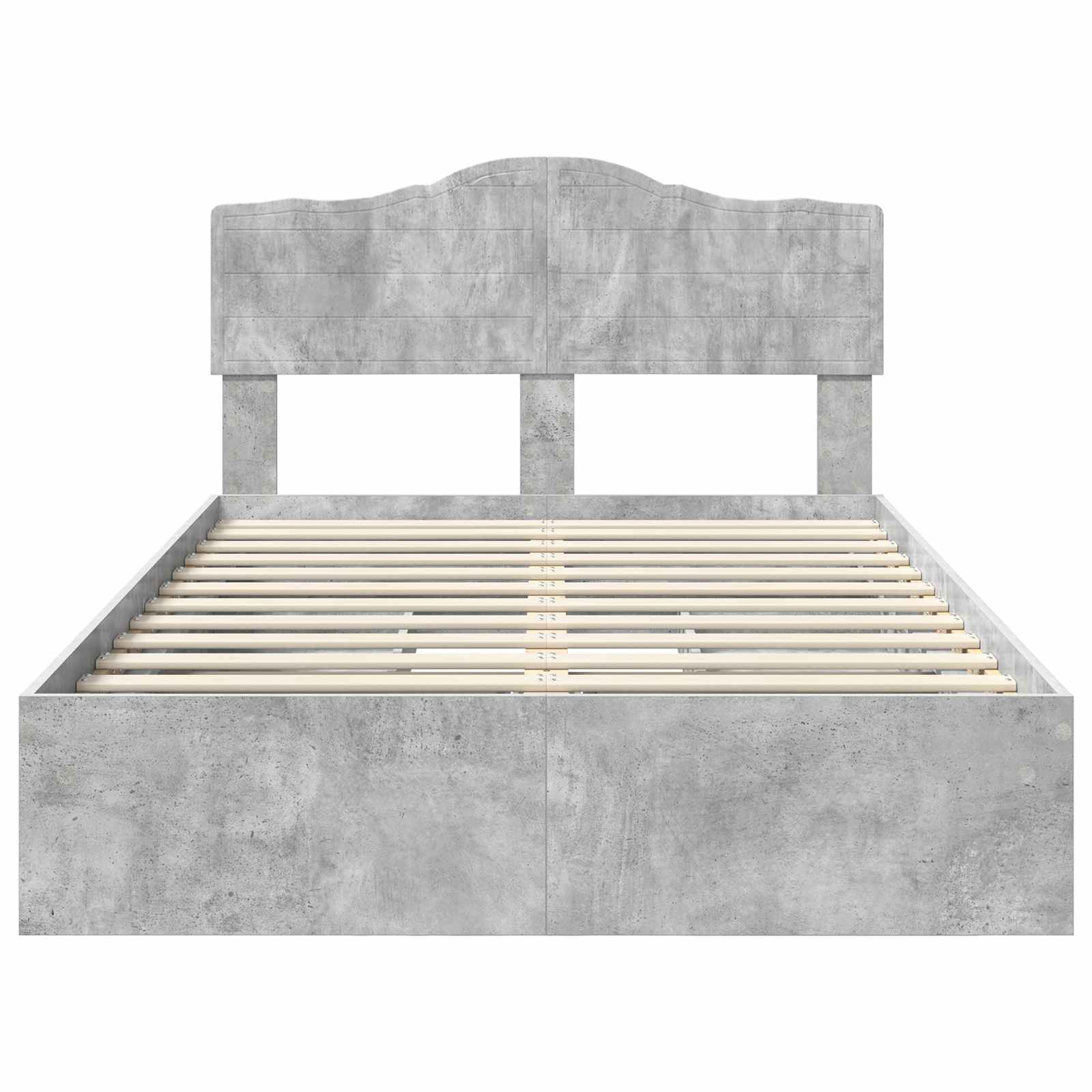 Opslag bed met hoofdeinde Beton Grijs 135 x 190 cm Bewerkt hout