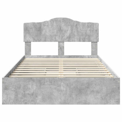 Opslag bed met hoofdeinde Beton Grijs 135 x 190 cm Bewerkt hout