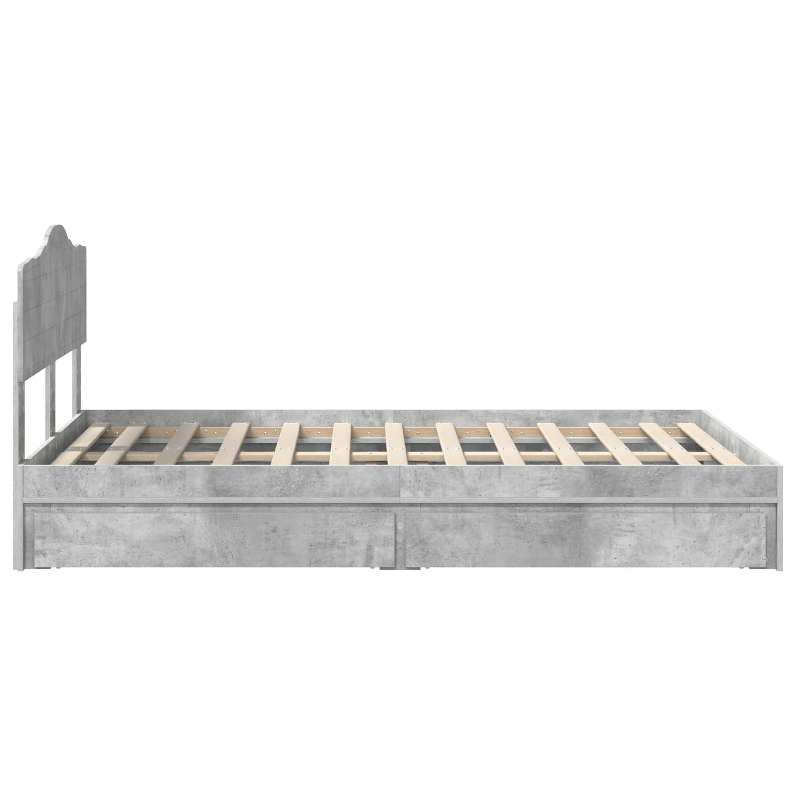 Opslag bed met hoofdeinde Beton Grijs 135 x 190 cm Bewerkt hout