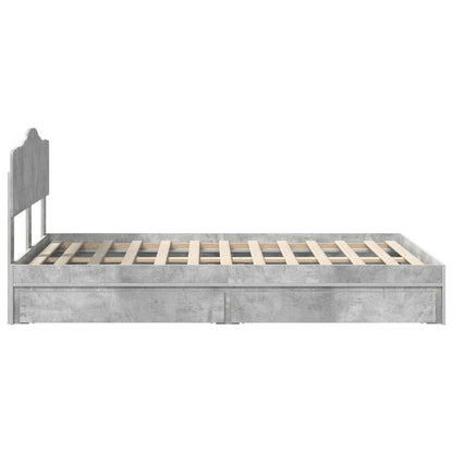 Opslag bed met hoofdeinde Beton Grijs 135 x 190 cm Bewerkt hout