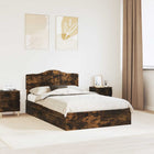 Storage bed with drawer Smoked oak 135 x 190 cm Engineered wood