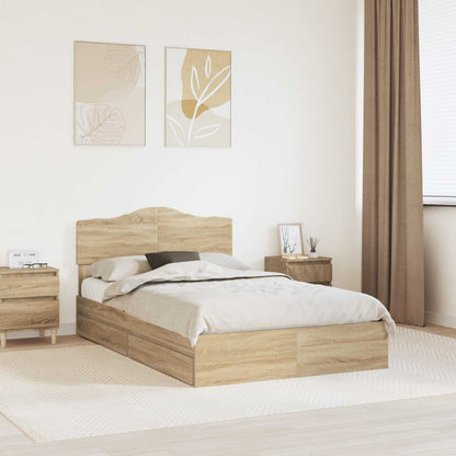 Opslag bed met lade Sonoma Eiken 120 x 200 cm Bewerkt hout