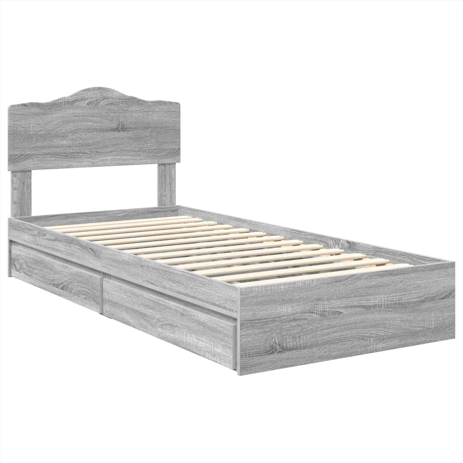 Opslag bed met lade Grijs Sonoma 100 x 200 cm Bewerkt hout