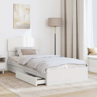 Opslag bed met hoofdeinde met lade Wit 90 x 200 cm Bewerkt hout