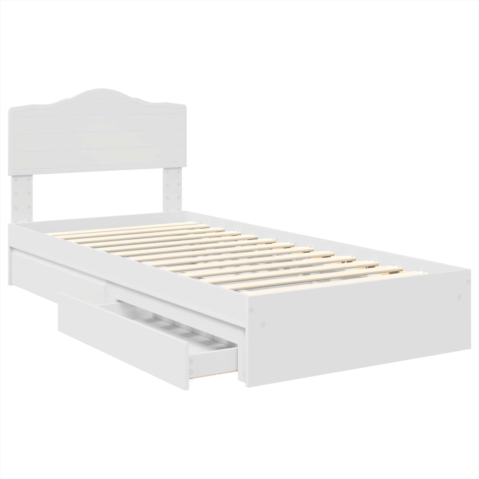 Opslag bed met hoofdeinde met lade Wit 90 x 200 cm Bewerkt hout