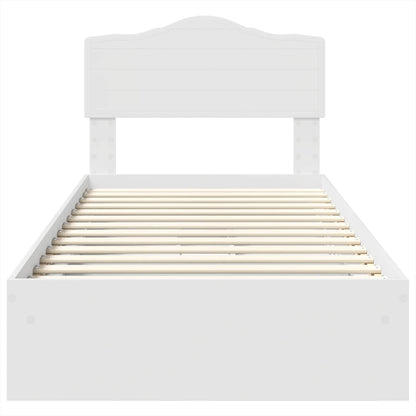 Opslag bed met hoofdeinde met lade Wit 90 x 200 cm Bewerkt hout