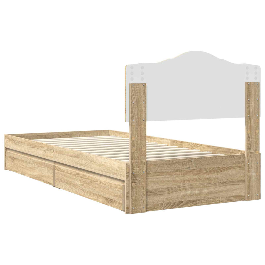 Opslag bed met hoofdeinde Sonoma Eiken 90 x 200 cm Bewerkt hout