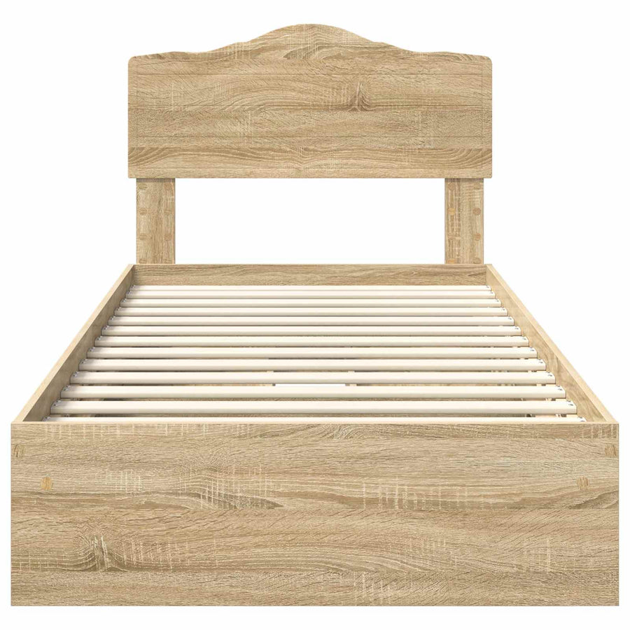 Opslag bed met hoofdeinde Sonoma Eiken 90 x 200 cm Bewerkt hout