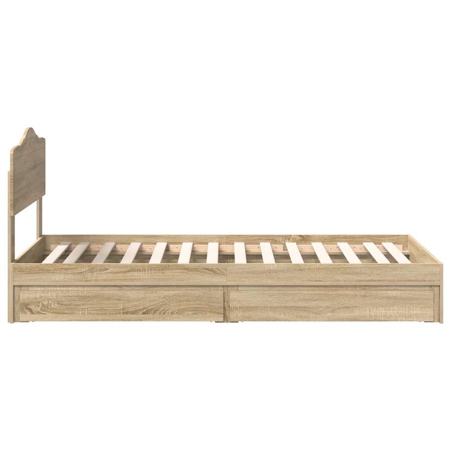 Opslag bed met hoofdeinde Sonoma Eiken 90 x 200 cm Bewerkt hout