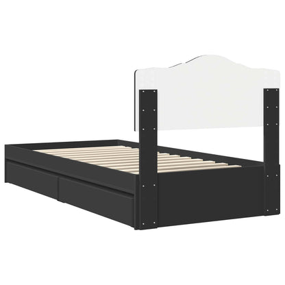 Opslag bed met hoofdeinde Zwart 90 x 190 cm Bewerkt hout