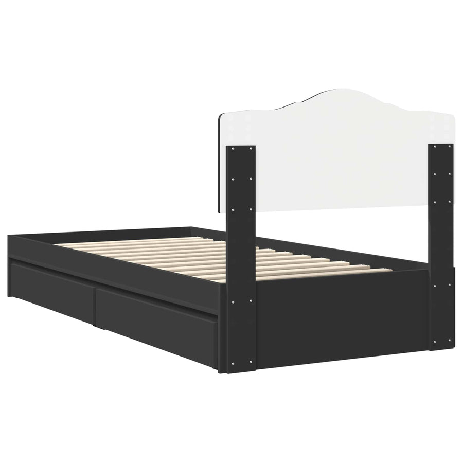 Opslag bed met hoofdeinde Zwart 90 x 190 cm Bewerkt hout